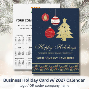 Cal Modern Festive Business Logo QR Holiday Card