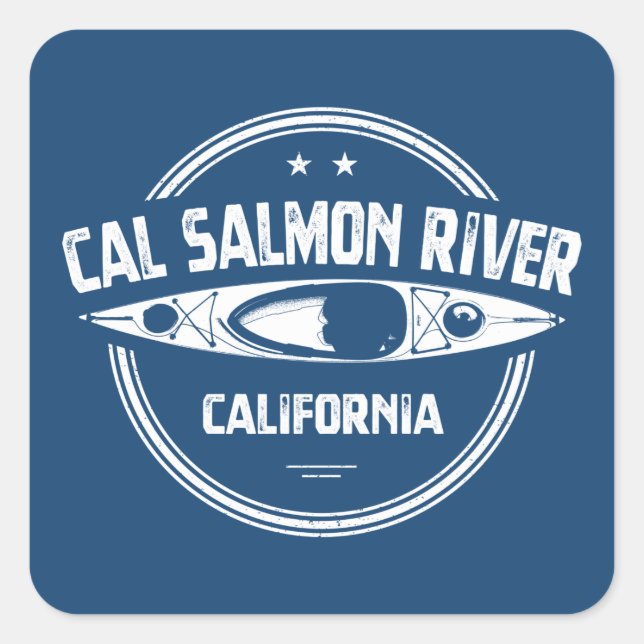 Cal Salmon River California Kayaking Square Sticker (Front)