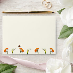 Cala Lilies, Marigolds, Butterfly Mexican Wedding Envelope