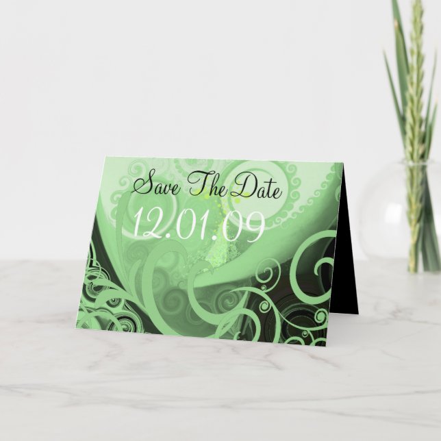 Cala Lilly Green Swirls - Customised Invitation (Front)