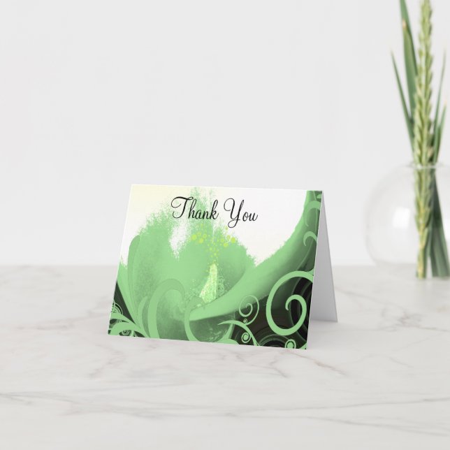 Cala Lilly Green Swirls - Thank You Card (Front)