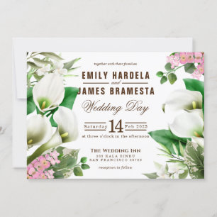 Cala Lily Tropical Watercolor Budget Wedding Invitation