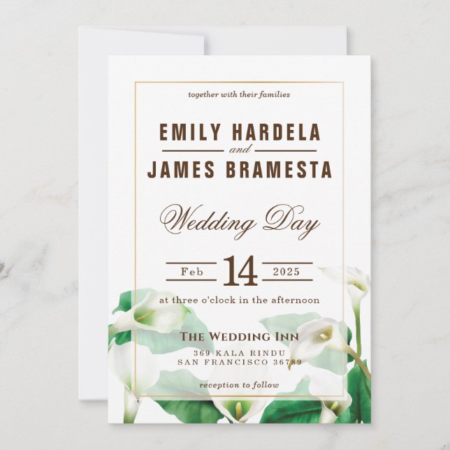 Cala Lily Wedding Invitation (Front)