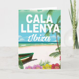 cala llenya ibiza beach travel poster holiday card