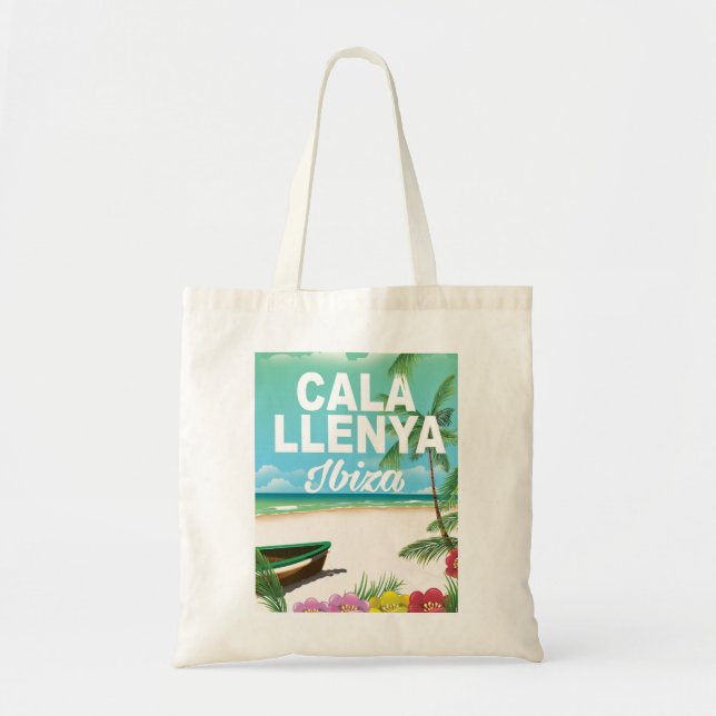cala llenya ibiza beach travel poster tote bag (Front)