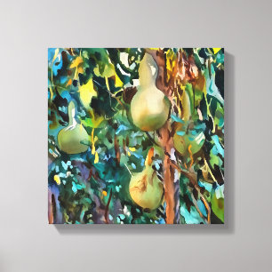 Calabash Tree Gourds In Autumn Acrylic Art Canvas Print