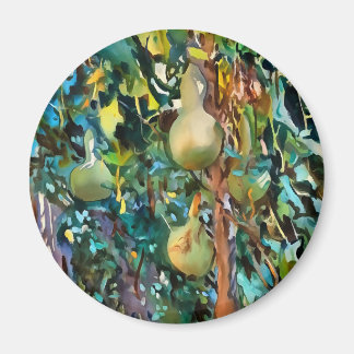 Calabash Tree Gourds In Autumn Acrylic Art Magnet