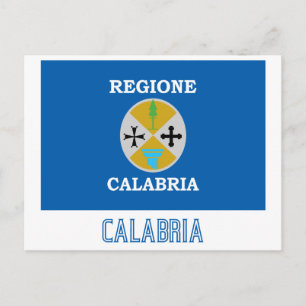 Calabria flag with name postcard