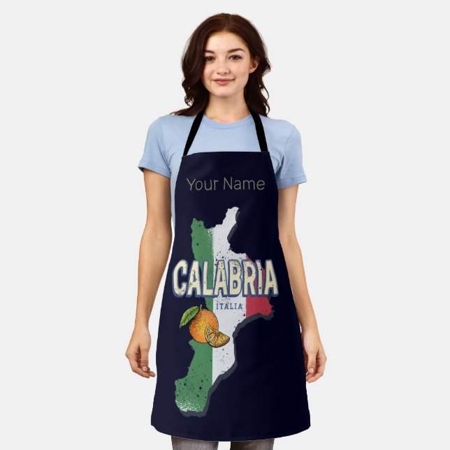 Calabria Italy Retro Region Map Vintage Souvenir Apron (Worn)