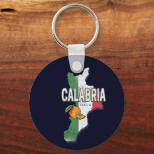 Calabria Italy Retro Region Map Vintage Souvenir Key Ring