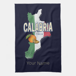 Calabria Italy Retro Region Map Vintage Souvenir Tea Towel
