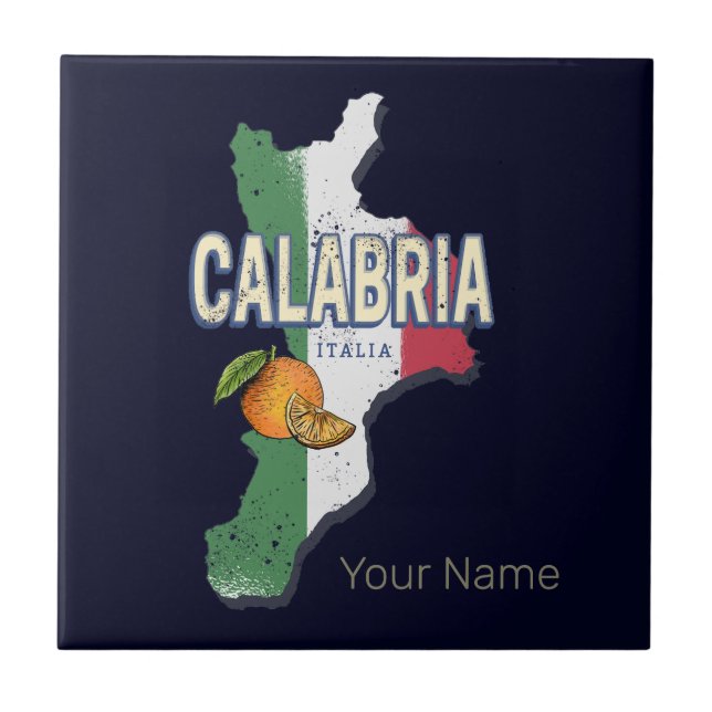 Calabria Italy Retro Region Map Vintage Souvenir Tile (Front)