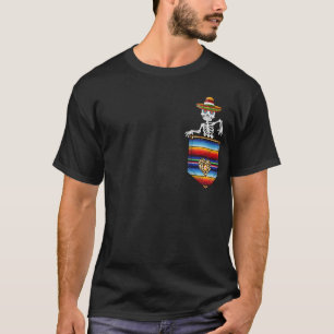 Calaca Blanket Pocket Serape Mexican Cinco De Mayo T-Shirt