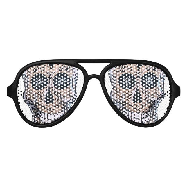 Calaca Dia de los Muertos Aviator Sunglasses (Front)