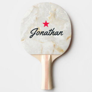 Calacatta Gold Marble Stone Vintage Star Signature Ping Pong Paddle