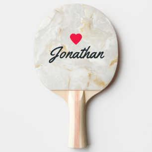 Calacatta Gold Marble Vintage Heart Signature Ping Pong Paddle