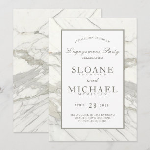 Calacatta Marble Frame   Elegant Engagement Party Invitation