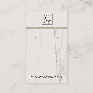 CALACATTA MARBLE TEXTURE STUD EARRING DISPLAY BUSINESS CARD