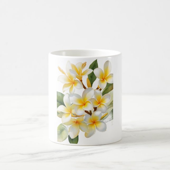 Calachuchi Flower Mug – Elegant Plumeria Floral  (Center)