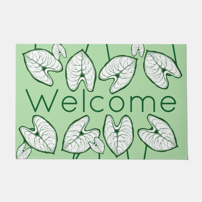 Caladium Heart Leaves Welcome Doormat (Front)