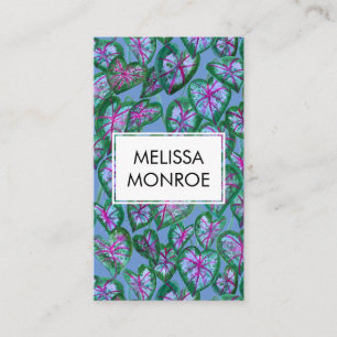 Caladium Leaves Tropical Bold Watercolor Botanical Business Card
