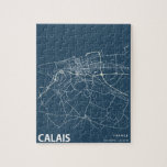 Calais France Minimalist City Map Line Art in Blue Jigsaw Puzzle<br><div class="desc">Calais France Minimalist City Map Line Art in Blue Puzzle</div>