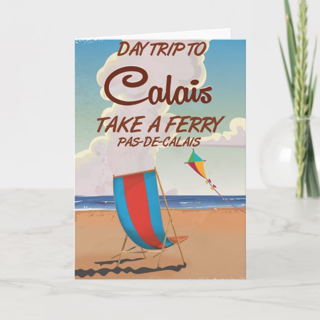 Calais France vintage travel poster Holiday Card (Front)