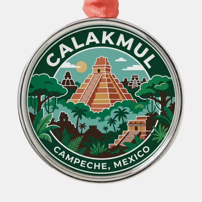 Calakmul Mexico Metal Tree Decoration (Front)
