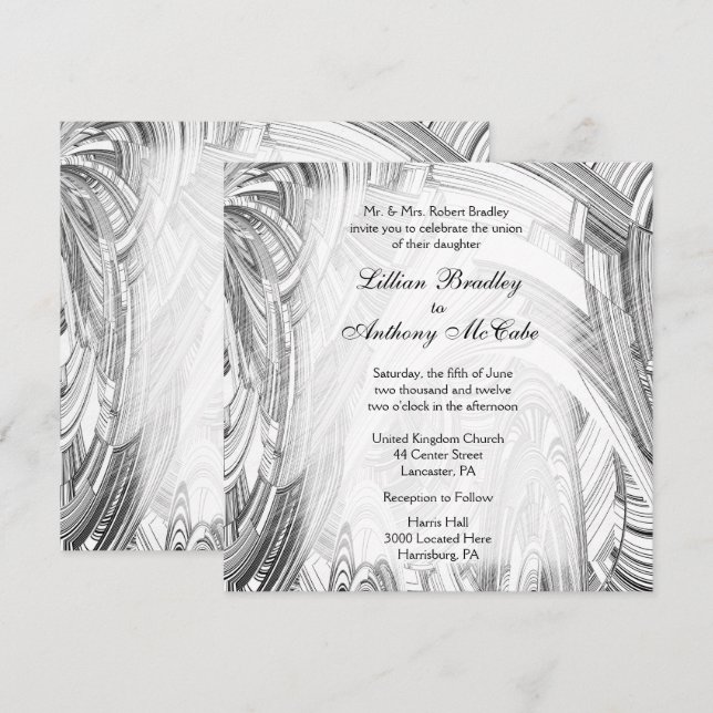 Calamity Black and White Wedding Invitation (Front/Back)