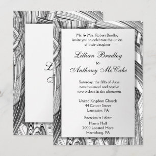 Calamity Black and White Wedding Invitation