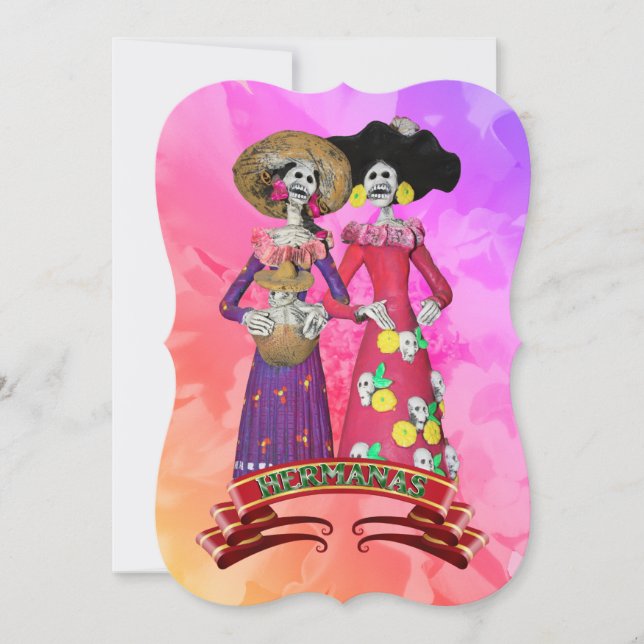 Calavera Amigas Dia De Los Muertos Invitation (Front)