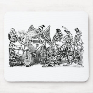 Calavera Bicyclists circa late 1800's Mexico Mouse Mat