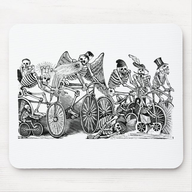 Calavera Bicyclists circa late 1800's Mexico Mouse Mat (Front)
