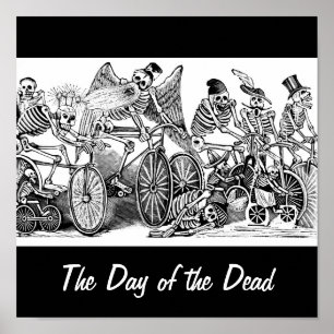 Calavera Bicyclists circa late 1800's Mexico Poster