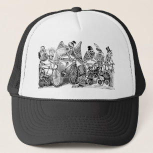 Calavera Bicyclists circa late 1800's Mexico Trucker Hat