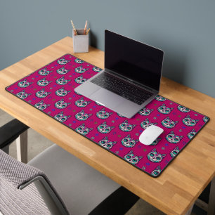 Calavera Cat Art Pattern Desk Mat