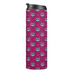 Calavera Cat Art Pattern Thermal Tumbler