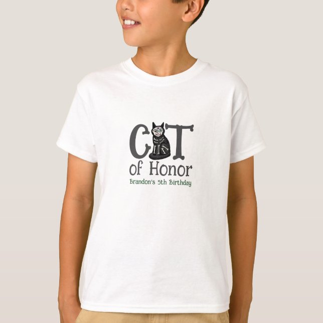 Calavera Cats Kids Birthday Party Guest of Honour T-Shirt (Front)
