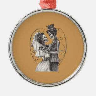 Calavera Day of the Dead Drawing Bridegroom Metal Tree Decoration