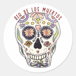 Calavera Dia De Los Muertos Classic Round Sticker