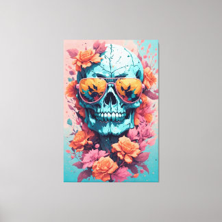Calavera Floral Colorida Canvas Print