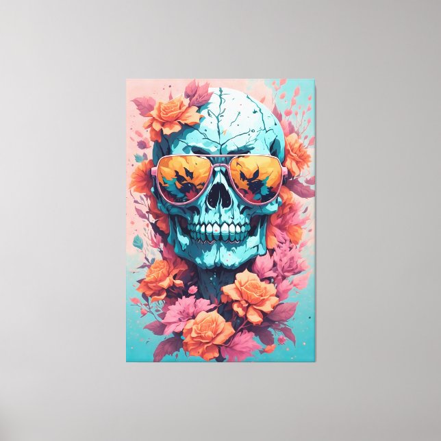 Calavera Floral Colorida Canvas Print (Front)