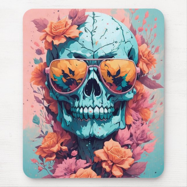 Calavera Floral Colorida Mouse Mat (Front)