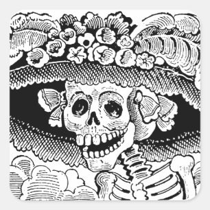 Calavera Garbancera (Catrina) by José Posada Square Sticker