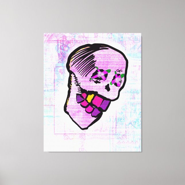 Calavera Skull pGeek NFT Art Pink Purple Canvas Print (Front)