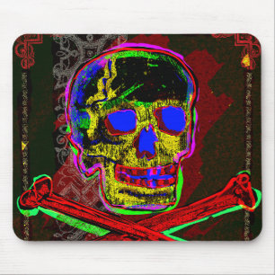 Calavera Skull pGeek NFT Art Red Black Blue Mouse Mat