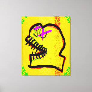 Calavera Skull pGeek NFT Art Yellow Black Purple Canvas Print