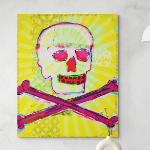 Calavera Skull pgeek NFT Art Yellow Green red Canvas Print