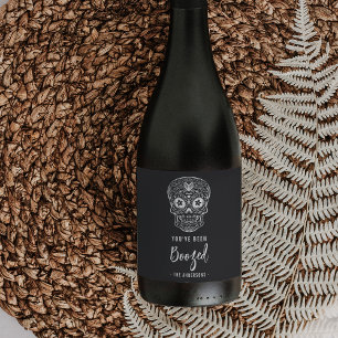 Calavera Skull You've Been Boozed Halloween Wine Label