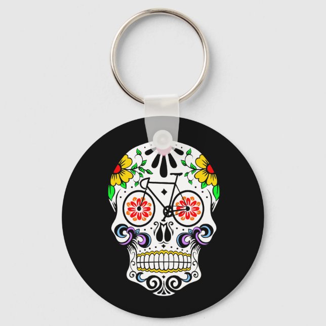 Calavera - Sugar Skull Bike Key Ring (Front)